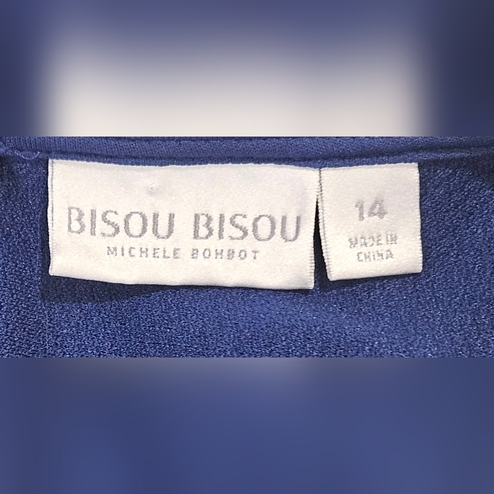 Bisou Bisou Cobalt Blue Ruched Sheath Cocktail Dress Size 14 - Picture 5 of 10